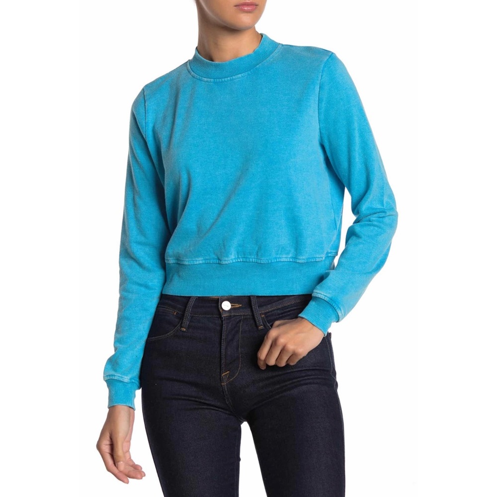 love, Fire Cropped Sweatshirt Hawaiian Surf Blue